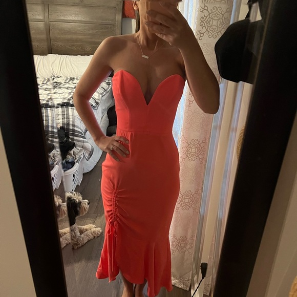 Amanda Uprichard Rayna Strapless Midi Dress - Picture 1 of 7